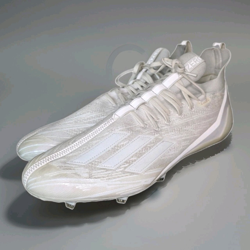 Adidas Adizero Football Cleats Mens 16 White Silver Molded Studs New
